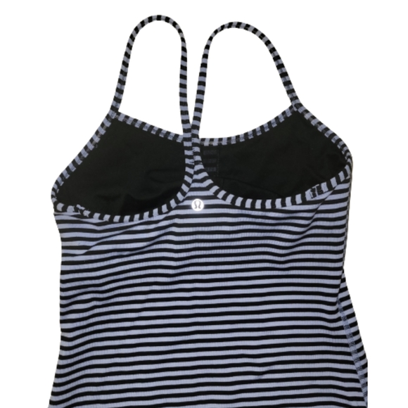 Lululemon Striped Power Y Tank Top Spaghetti Strap Blueish-Purpleish/Black Sz 6 - Picture 11 of 15